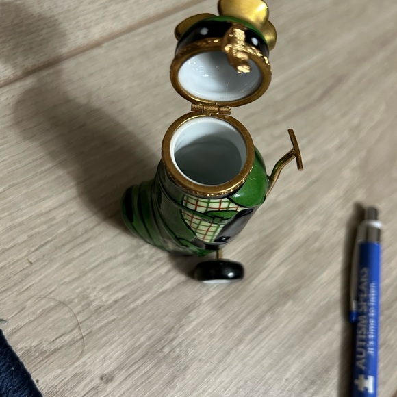 Limoges France Trinket Box Green Porcelain Golf Bag w/Clubs. No chips/cracks. - Picture 7 of 8